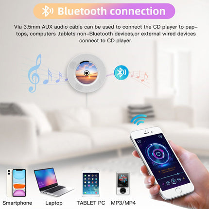 Advertisement for Bluetooth connection feature with smartphone and music player icons.