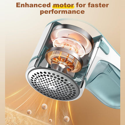 Close-up of a shower head with an enhanced motor feature on a beige background