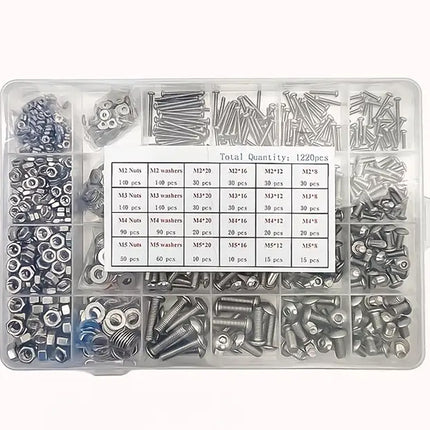 1220Pcs M3 M4 M5 Metric Screw Assortment Kit