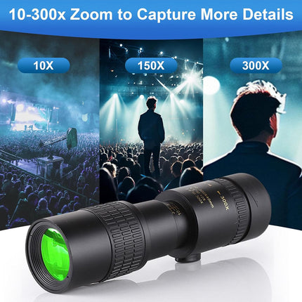 Monocular with zoom capabilities displayed against a concert background