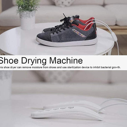 Shoe drying machine with shoes on a table in a living room setting