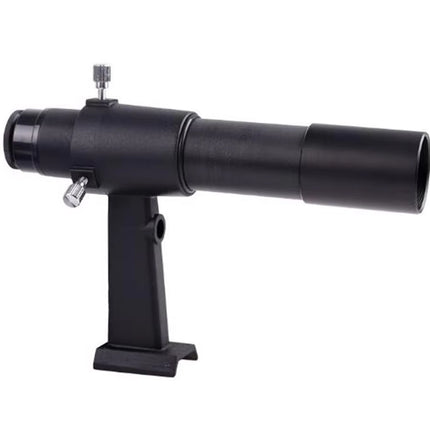 Black telescope on a white background