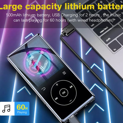 Bluetooth MP3 Player 32GB - 2.4" Touchscreen HiFi Metal| FM Radio Voice Recorder Speaker E-book Pedometer 60H Playtime