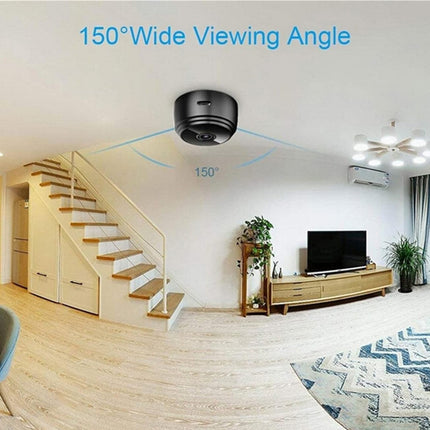 Ceiling-mounted device with wide viewing angle in a modern living room.