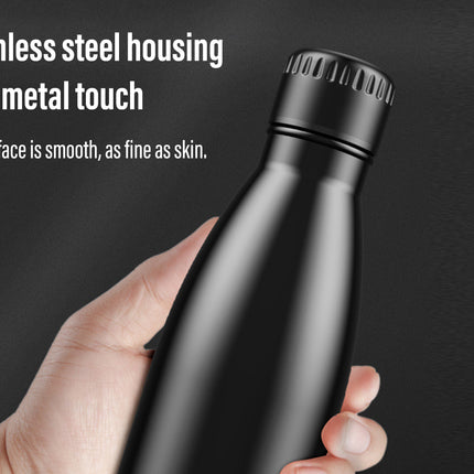 Bluetooth Speaker Water Bottle 500ml Stainless Steel Vacuum Insulated Thermal Flask 24 Hour Hot Cold Bottle with Wireless Speaker Black