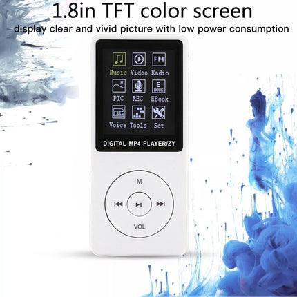 Digital MP4 player with 1.8in TFT color screen on a white background