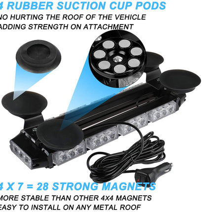 Car light bar with suction cups and magnets on a white background