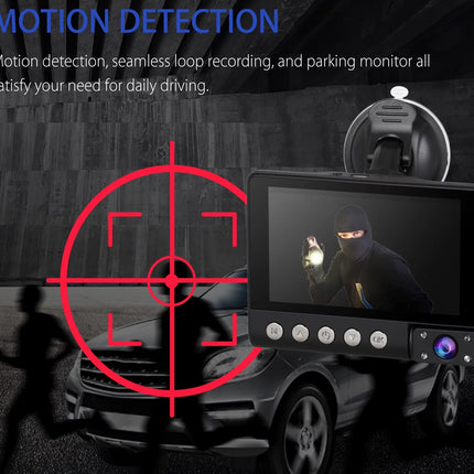 Triple Lens Dash Camera 1080P - 4" IPS Screen - Front Inside Rear | G-Sensor | Night Vision | Parking Monitor | Loop Recording | 170°