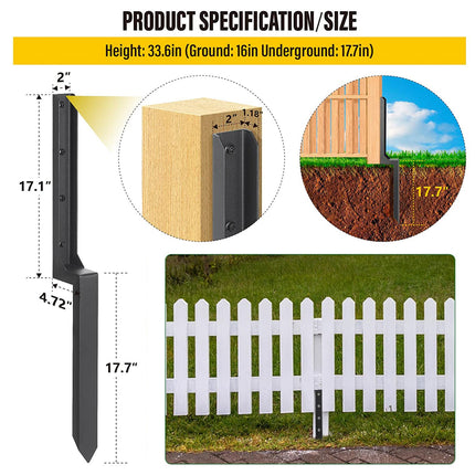 2Pcs Fence Post Repair Anchor Ground Spike