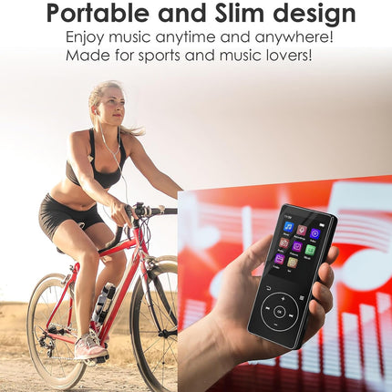 Bluetooth MP3 Player 32GB - 2.4" Touchscreen HiFi Metal| FM Radio Voice Recorder Speaker E-book Pedometer 60H Playtime