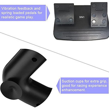 Game Steering Wheel - Dual Motor Vibration Feedback | 180° Rotation PC Xbox Switch Compatible Pedals Gearbox USB ZQ-004