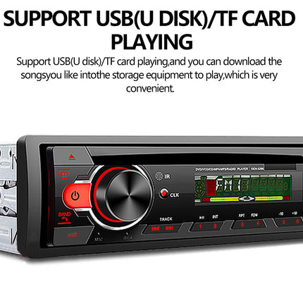 Car stereo system with USB and TF card support on a white background