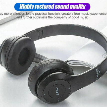 Black headphones on a white background with text about sound quality.