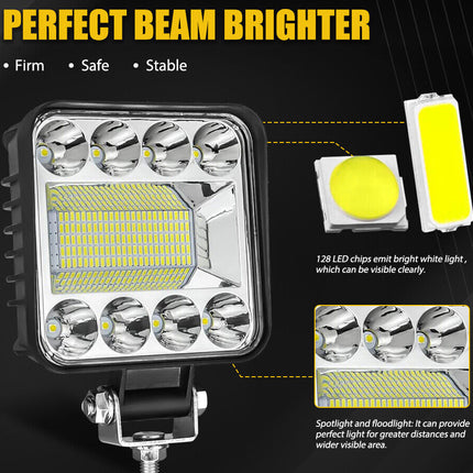 LED light bar with specifications on a black background