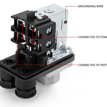 Electrical component with labeled parts on a white background