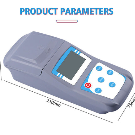 Measurement device with dimensions labeled on a white background