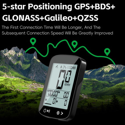 GPS Bike Computer Wireless 5-Star Positioning IP67 Waterproof, 2.4" Anti-Glare LCD, Tracks Speed Altitude Slope and Distance, 700mAh Battery