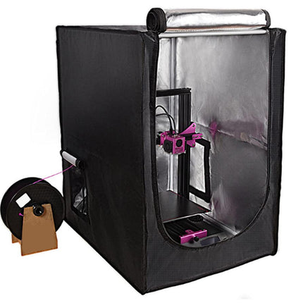 Black photography light tent with accessories on a white background
