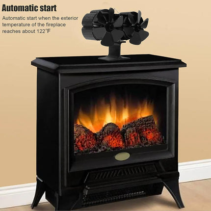 Black electric stove with flame effect on a beige wall background