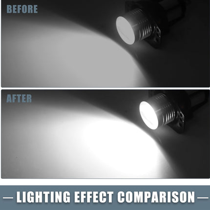 Lighting effect comparison before and after with a flashlight on a dark background.