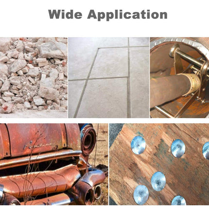 Collage of images showing the application of a product or material on various surfaces and objects.