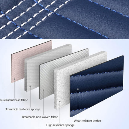 Layers of fabric with text labels on a light blue background