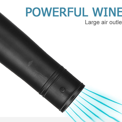 Black air outlet with blue airflow labeled 'Powerful Wine' on a white background