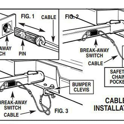 Technical diagram of cable installation with labeled parts and arrows