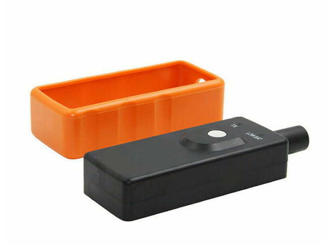Black and orange rectangular plastic boxes on a white background