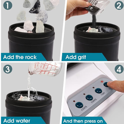 Step-by-step process of setting up a small aquarium with text instructions.