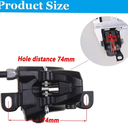 Black metal bracket with measurements and a close-up inset on a white background