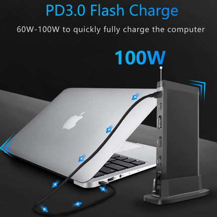 13-in-1 USB C Hub Docking Station - For MacBook & Laptops | 4K HDMI, DisplayPort, 100W PD, Ethernet, USB 3.0, SD/TF Reader, Audio Jack