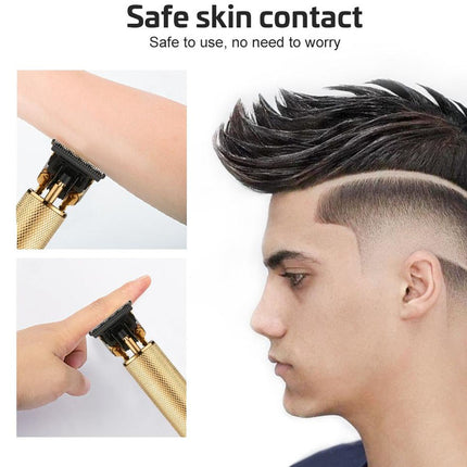 Cordless Hair Trimmer - 10W Motor & Titanium T-Blade - Gold | 1200mAh Battery | Zero Gapped | 4 Combs | For Men