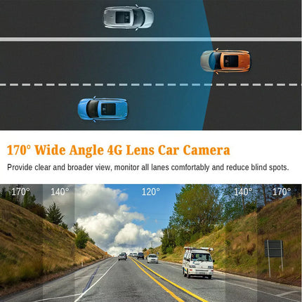 Car camera with wide-angle view on a road scene