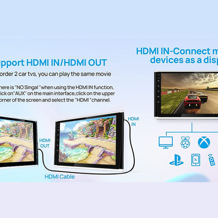 HDMI connectivity diagram with two TVs and a cable on a light blue background