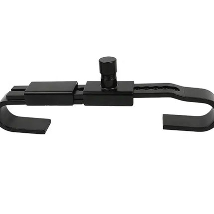 A black metal mounting bracket or hook with a central adjustment knob, shown against a plain white background.