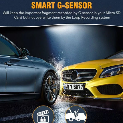 Triple Lens Dash Camera 1080P - 4" IPS Screen - Front Inside Rear | G-Sensor | Night Vision | Parking Monitor | Loop Recording | 170°