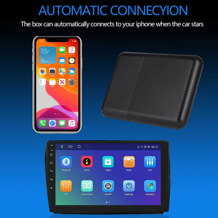 Car multimedia system with smartphone and tablet display on a blue background
