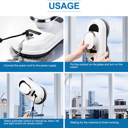 Instructions for using a window cleaning robot with images and text.