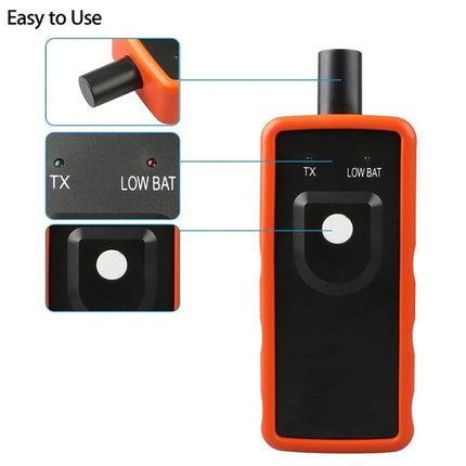 Orange electronic device with labeled parts on a white background