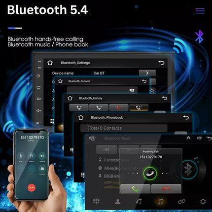 Bluetooth settings interface on a screen with a hand holding a smartphone.