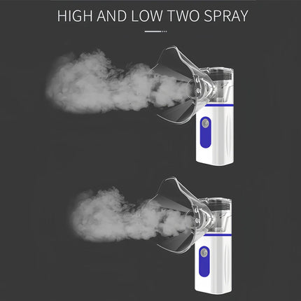 Two handheld sprayers with mist being emitted on a dark background, labeled 'High and Low Two Spray'.