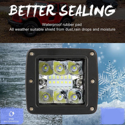 LED light bar with waterproof rubber pad feature on a snowy background