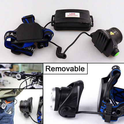 Removable LED light assembly with connectors on a white background