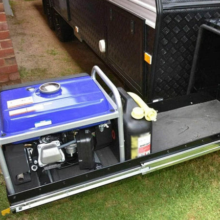 Portable generator outside a vehicle on grass