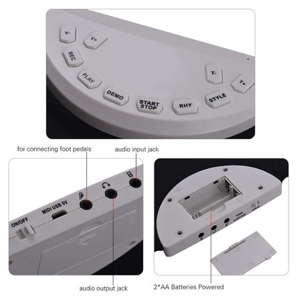 Control panel with buttons and connectors on a white background