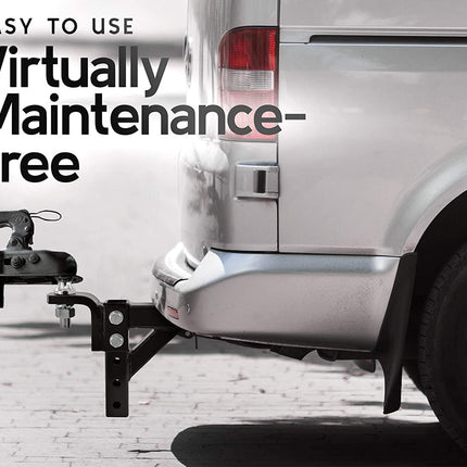 White van with a hitch and towing equipment on a white background, emphasizing ease of use and maintenance.