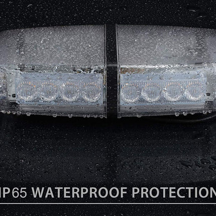 LED light bar with water droplets on a black background, labeled 'IP65 Waterproof Protection'.
