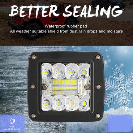 LED light bar with waterproof rubber pad feature on a snowy background