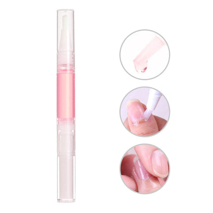 Pink lip balm with application illustrations on a white background